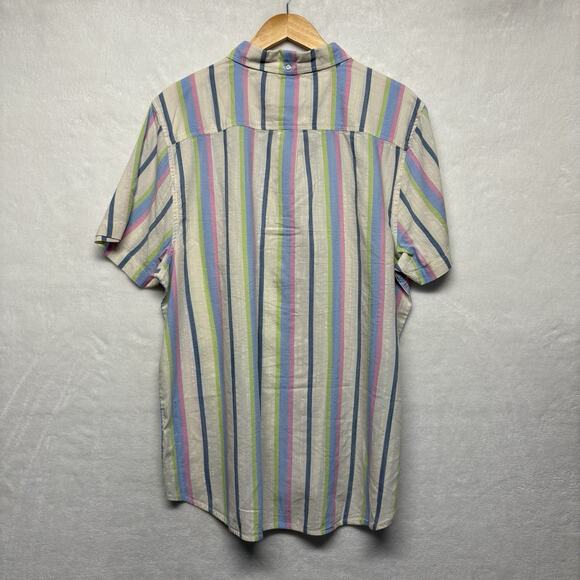 Chubbies Short Sleeve “Soft Serve” Friday Striped Button Up Shirt White Size XL - Picture 4 of 8